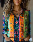 Unique Floral Print Collared Shirt
