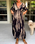 Boho Style V-Neck Three Quarter Dress