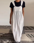 Casual Solid Color Suspender Dress