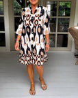 Lightweight Printed 3/4 Sleeve Dress