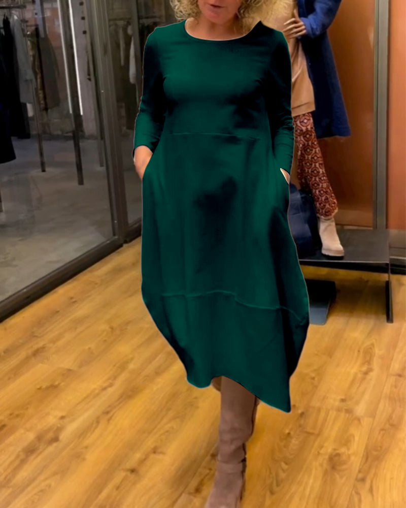 Elegant Solid Color Dress