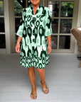 Lightweight Printed 3/4 Sleeve Dress