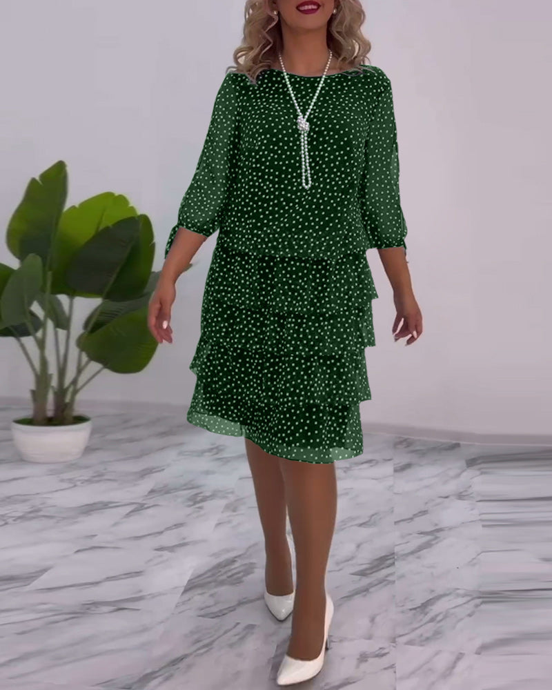 Polka Dot Print Layered Dress