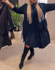 Long sleeve panel loose hooded dress