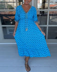 V-Neck Casual Dress With Print