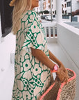 Printed v-neck loose dress