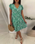V-neck floral sleeveless midi dress