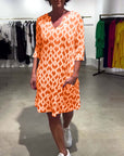 Abstract Print Flowy Midi Dress