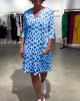Abstract Print Flowy Midi Dress