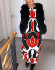 Printed Round Neck Dress
