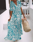 Printed v-neck loose dress