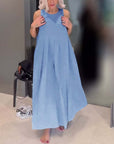 Elegant solid color pleated tank dress