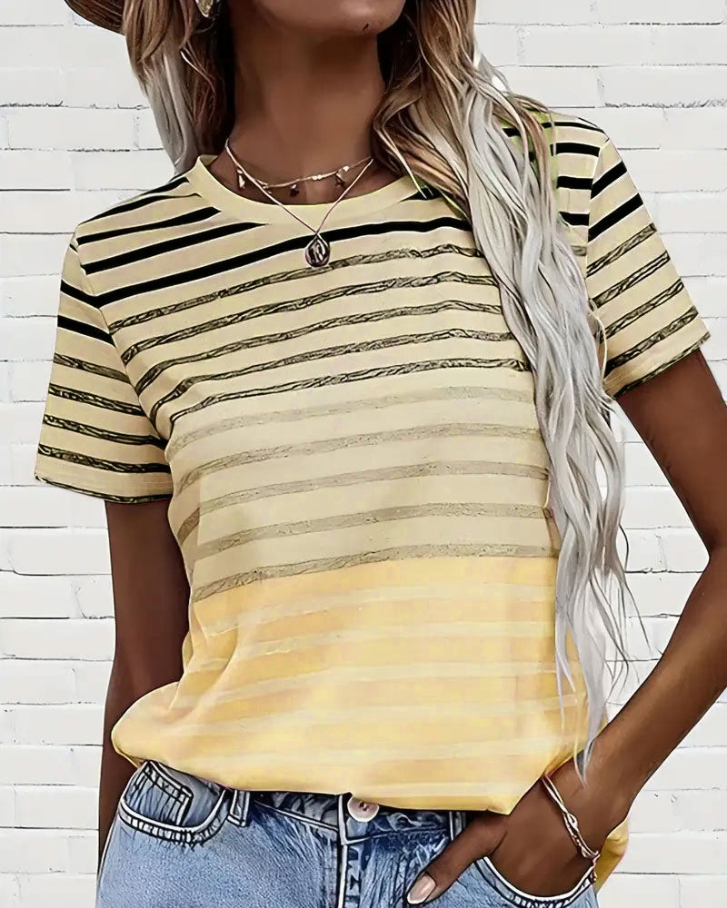 Striped Round Neck T-Shirt