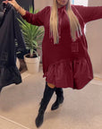 Long sleeve panel loose hooded dress