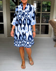 Lightweight Printed 3/4 Sleeve Dress