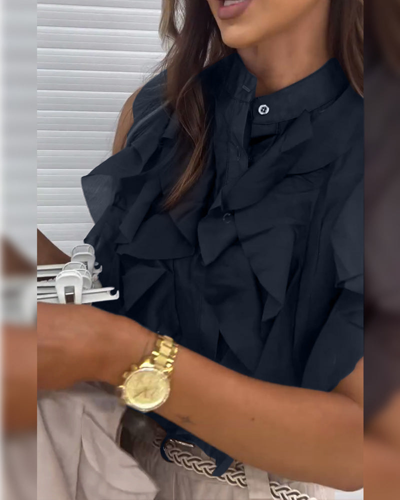 Soft Feel Ruffle Top with Elegant Drape