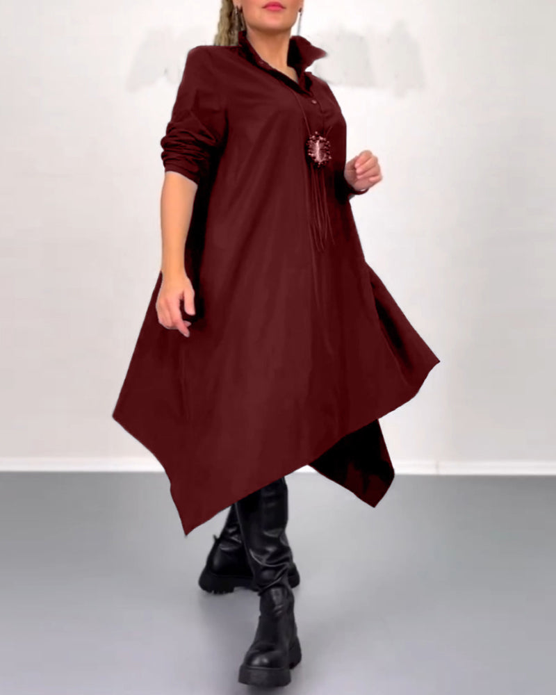 Solid color irregular casual dress