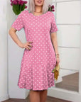 Polka dot print short sleeve casual dress