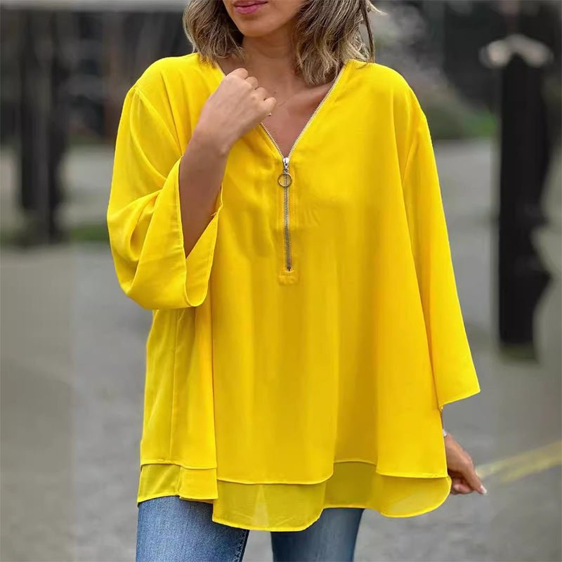 Lightweight Chiffon Zipper Blouse