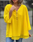 Lightweight Chiffon Zipper Blouse