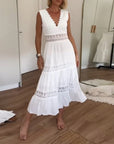 Casual Tank Dress with Elegant Lace V-Cut