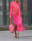Long-Sleeve Leopard Print Dress