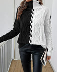 Elegant Striped Jumper With High Collar