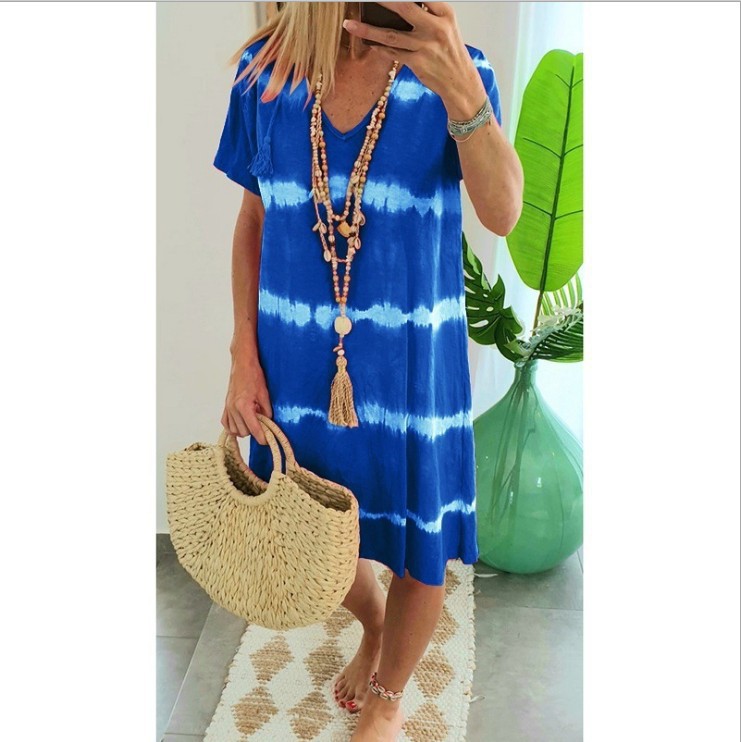 Tie-Dye Short-Sleeved Dress