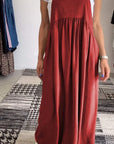 Solid Color Casual Dress with Straps