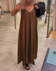 Solid color top suspender dress two piece set