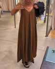 Solid color top suspender dress two piece set