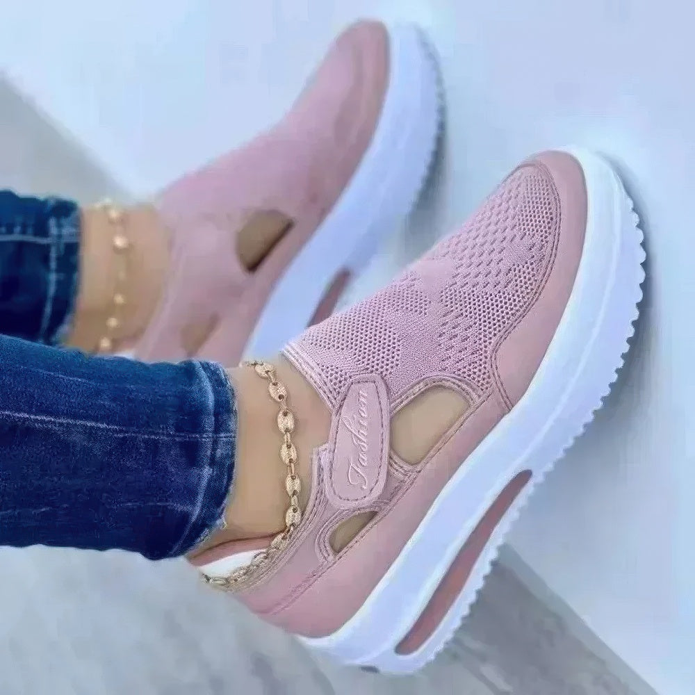 Women's Breathable Cashmere Mesh Platform Sneakers