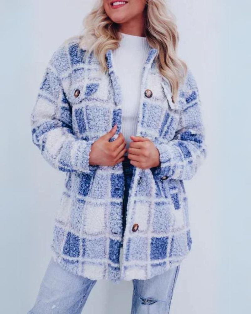 Cozy Checkered Polar Fleece Jacket