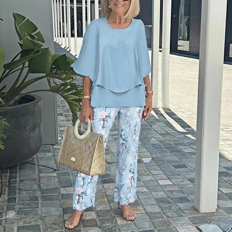 Mid-Sleeve Set Two-Piece