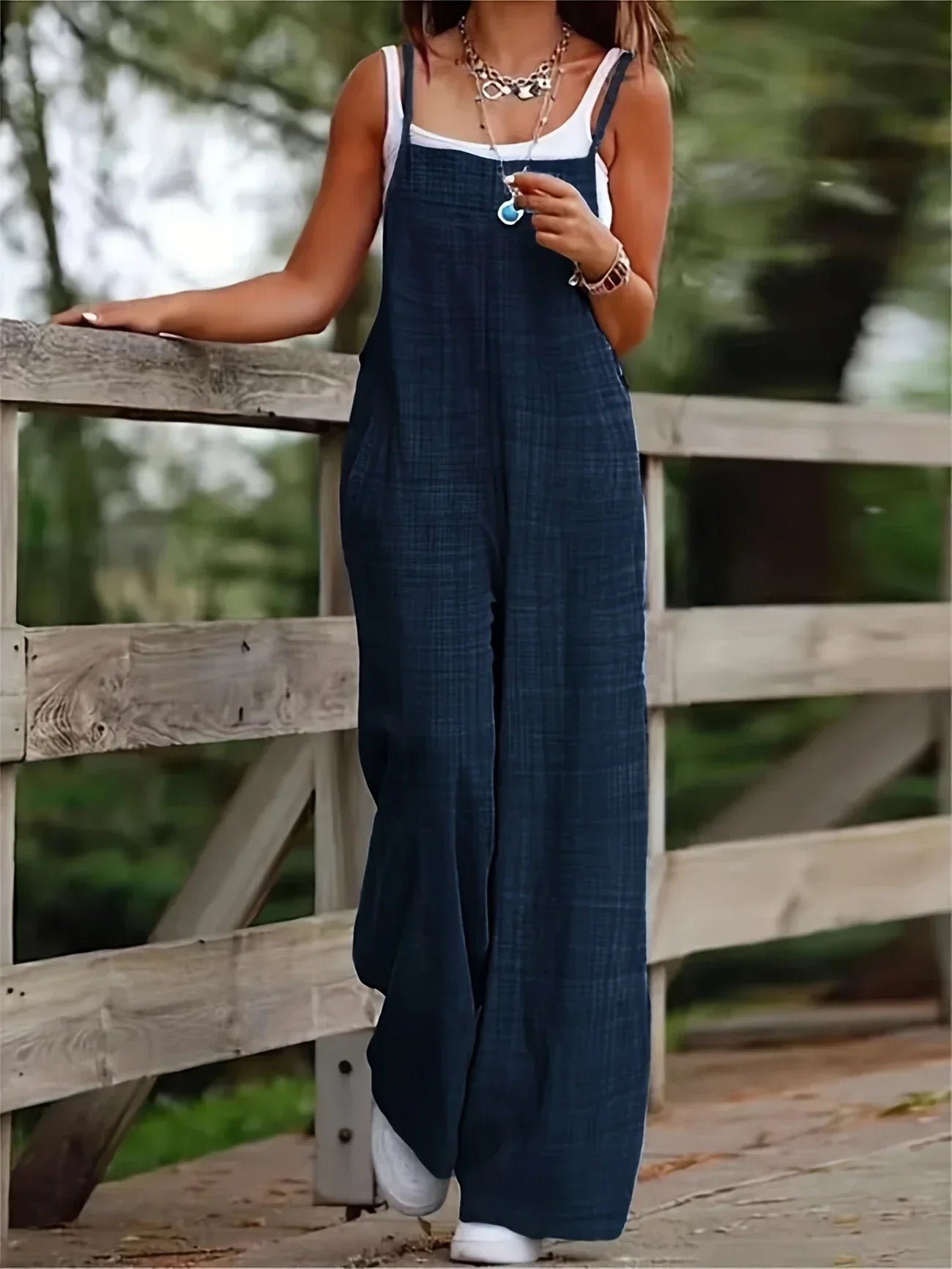 Casual Wide Leg Overalls With Pockets