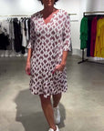Abstract Print Flowy Midi Dress
