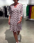 Abstract Print Flowy Midi Dress