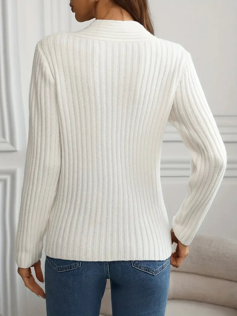 Elegant V-Neck Knit Sweater