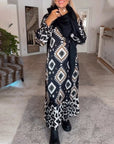 Long Sleeve Geometric Print Dress