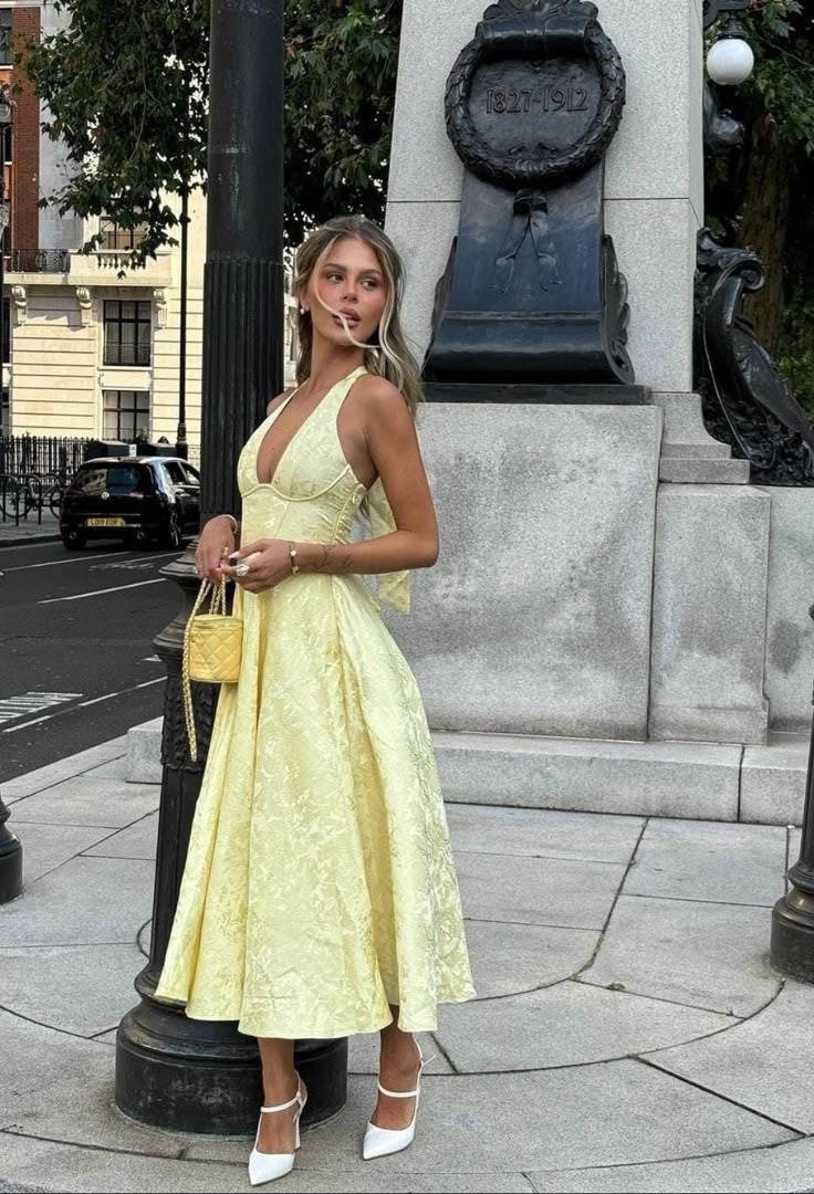 Elegant Embroidered Deep V Sleeveless Dress