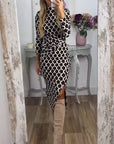 Fish scale print slit dress