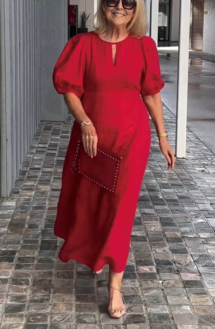 Elegant Dress with Statement Puff Sleeves