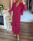 Chic Maxi Dress with Deep V Neckline