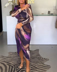 V-neck long sleeve slit dress