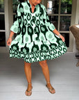 Lightweight Printed 3/4 Sleeve Dress