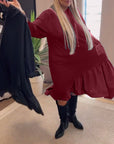 Long sleeve panel loose hooded dress