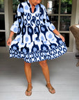 Lightweight Printed 3/4 Sleeve Dress