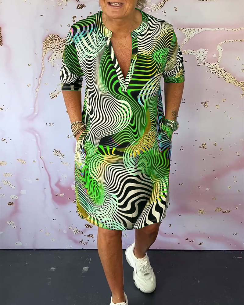 Vibrant V-Neck Flare Dress