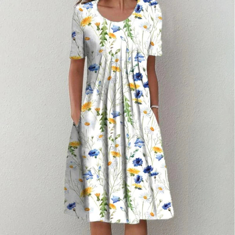 Flowy Casual Floral Boho Midi Dress
