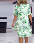 Floral print round neck elegant dress